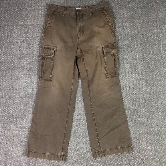 Vintage Old Navy Loose Cargo Pants Men's 31 x 30 Fits 32 x 29 Brown Baggy - Picture 1 of 12